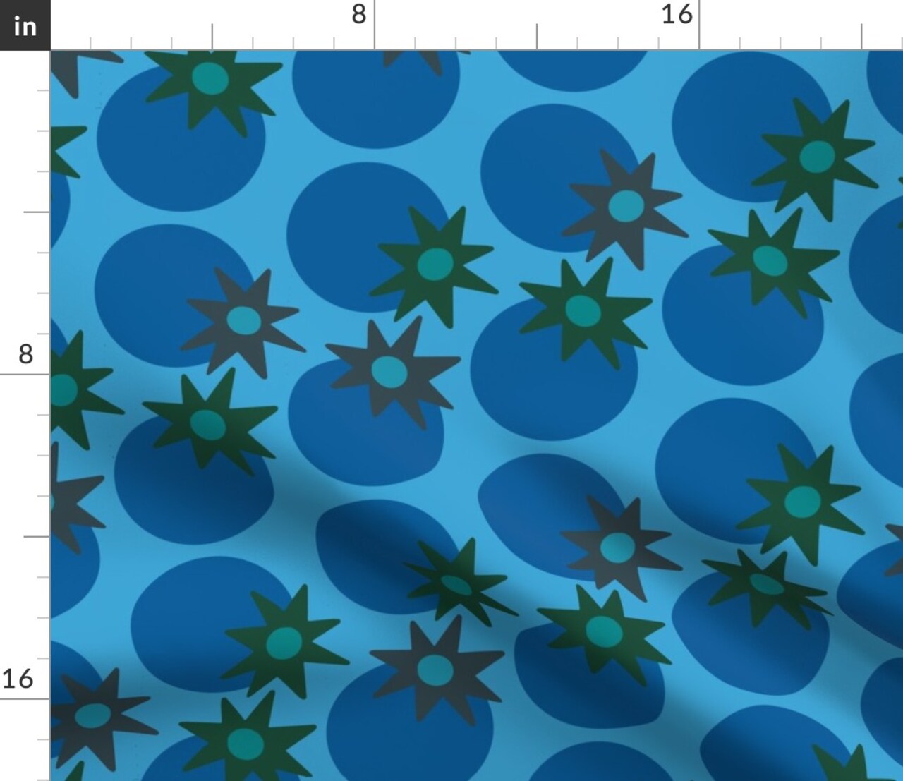 Bold Fruit Blue Geometric Blueberry Modern Monochrome Abstract Dots Custom Printed Fabric by Spoonflower Various Fabrics by the Yard or Fat Quarter